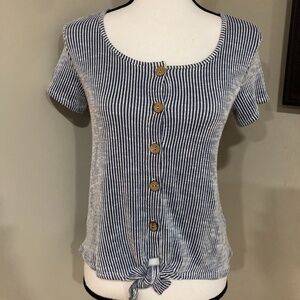 *W5* Blue x White Striped Short Sleeve Button Down Size Small